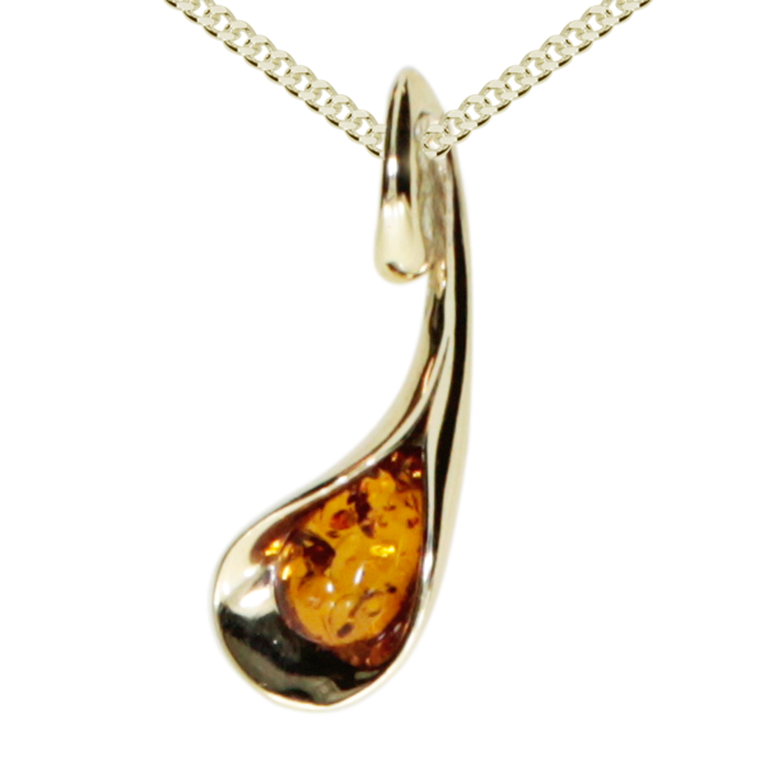 Kette mit Anhänger Gold 375/000,  42 oder 45 cm, Bernstein  Kette mit Anhänger Gold 375/000,  42 oder 45 cm, Bernstein