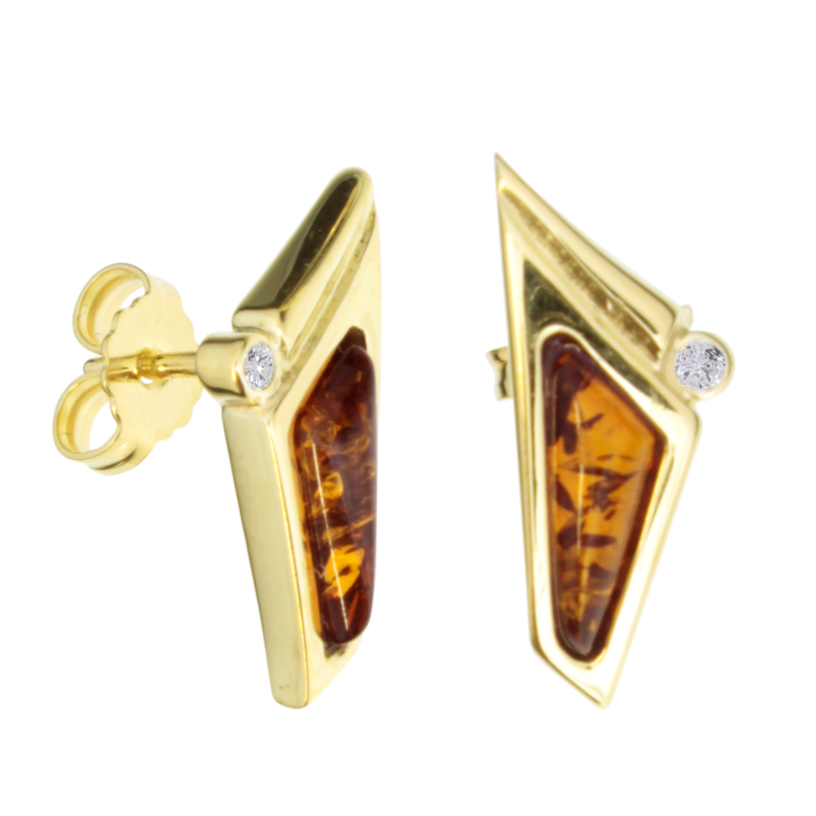 Ohrstecker Gold 333/000, Bernstein/Zirkonia Ohrstecker Gold 333/000, Bernstein/Zirkonia