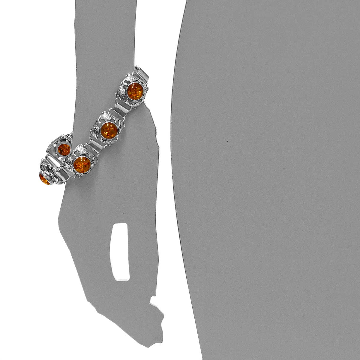 4250054222385-PT05 Armband Fischland, Silber 925/000, oxyd., Bernstein