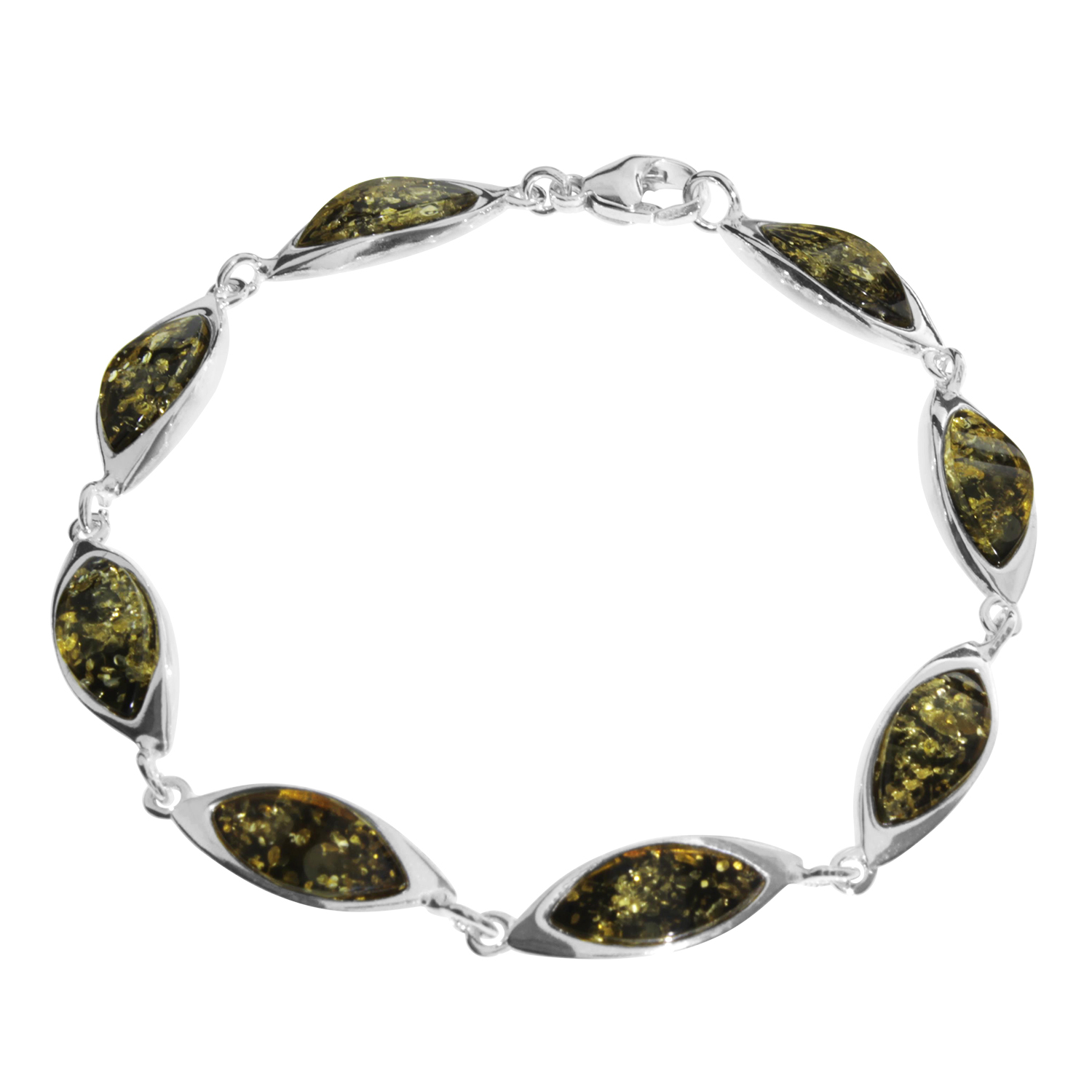 089-210174-0100 Armband, Silber 925/000,  Bernstein grün