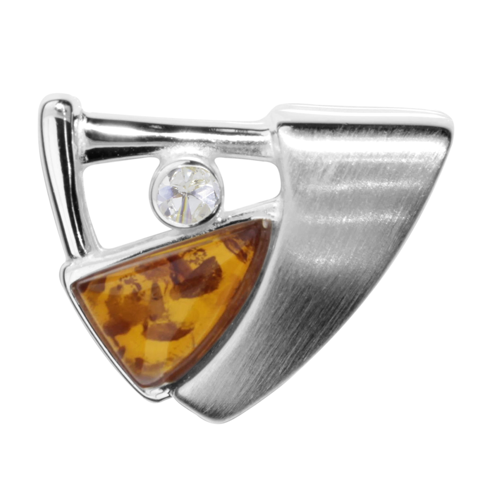 Anhänger-Gleiter Silber 925/000, Bernstein/Zirkonia  Anhänger-Gleiter Silber 925/000, Bernstein/Zirkonia