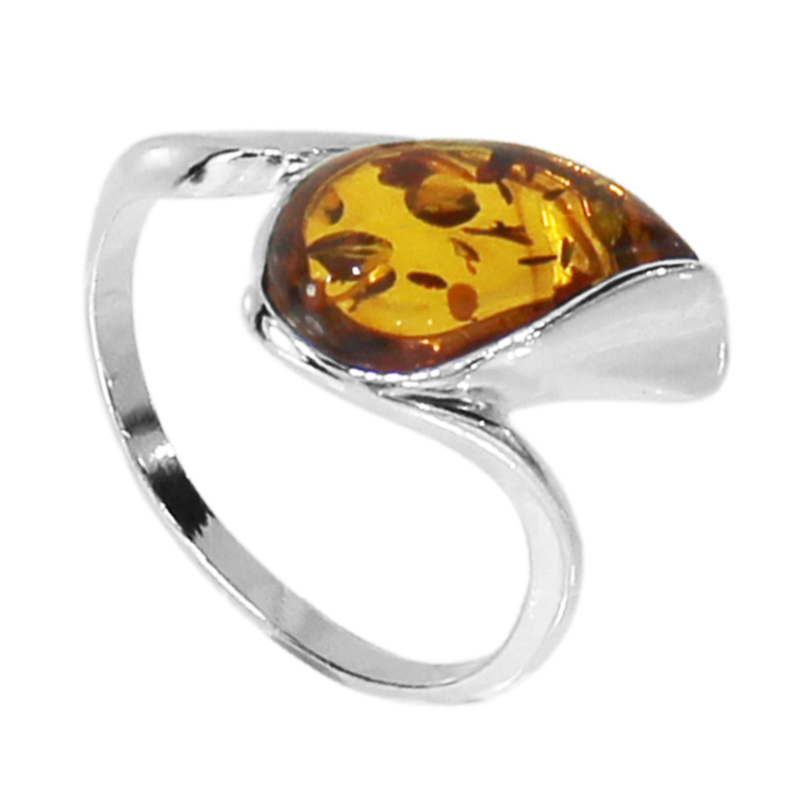 Ring Silber 925/000, Bernstein -Größe wählbar- 