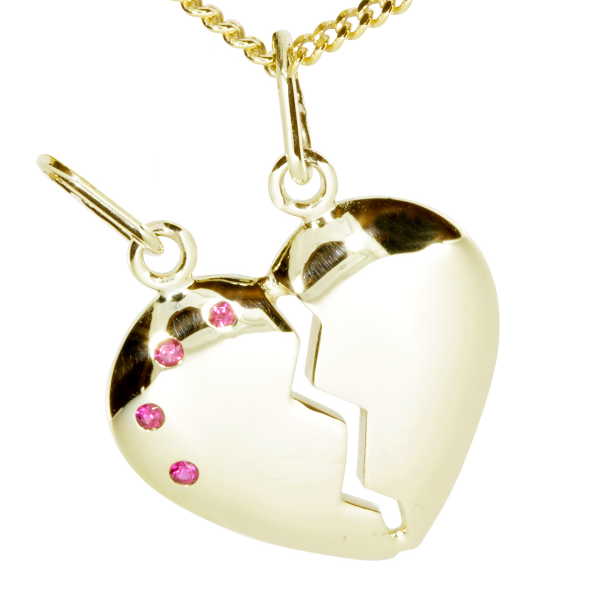 001-100572-1002 Kette mit Anhänger, Gold 333/000,Herz, 42 cm, sy. Rubin