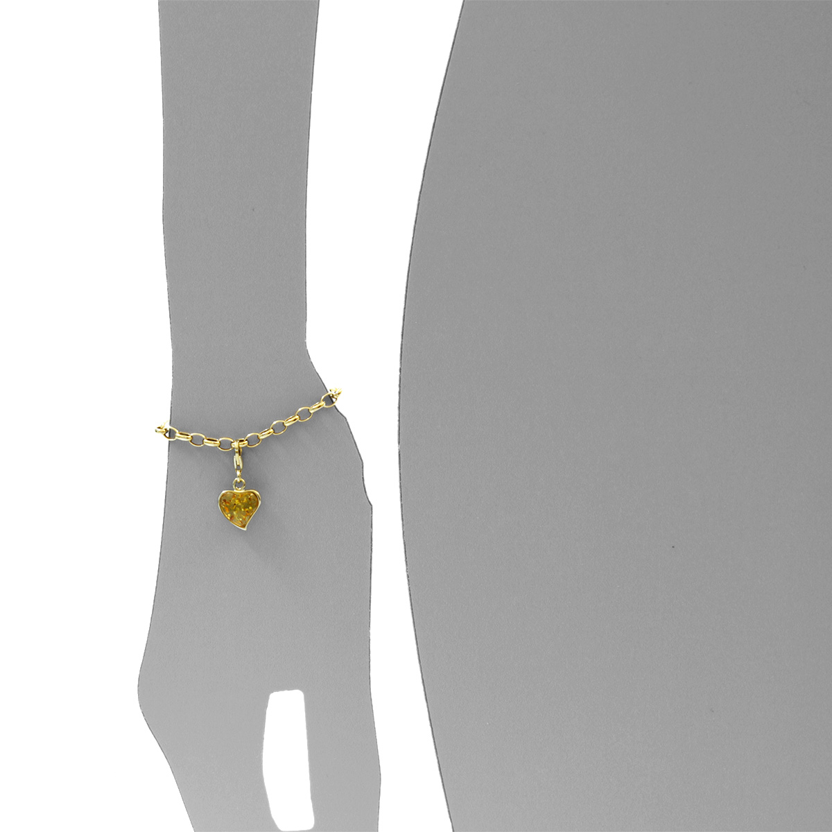 001-103654-0200s Charm Gold 333/000, Herz, Bernstein