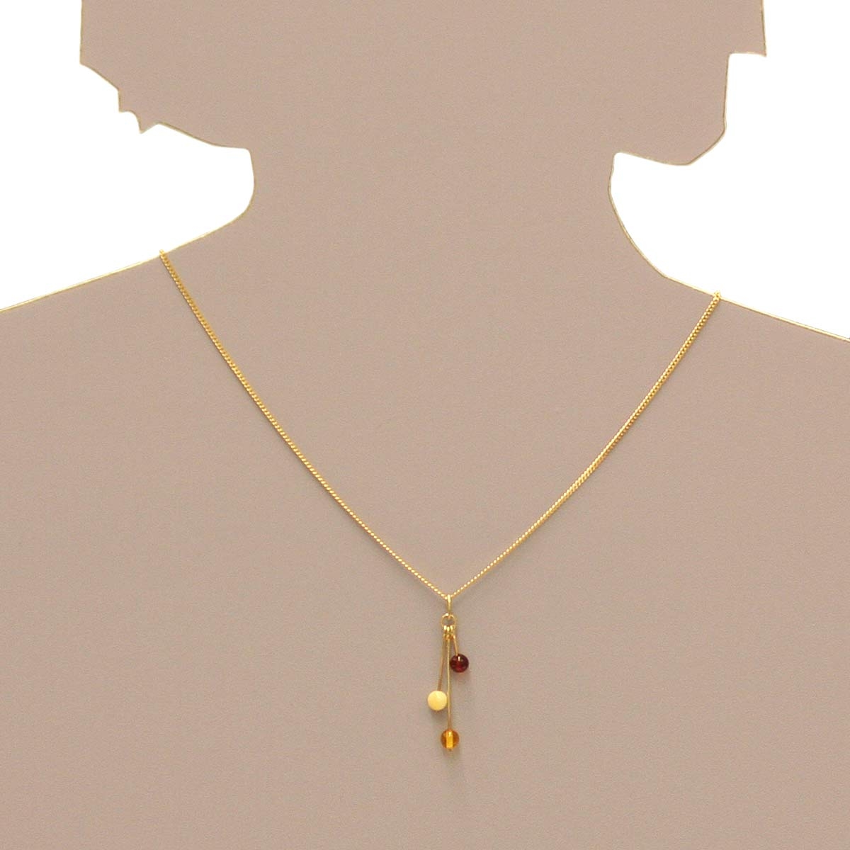 001-103579-1100s Kette mit Anhänger Gold 333/000, Bernstein  -Länge wählbar-