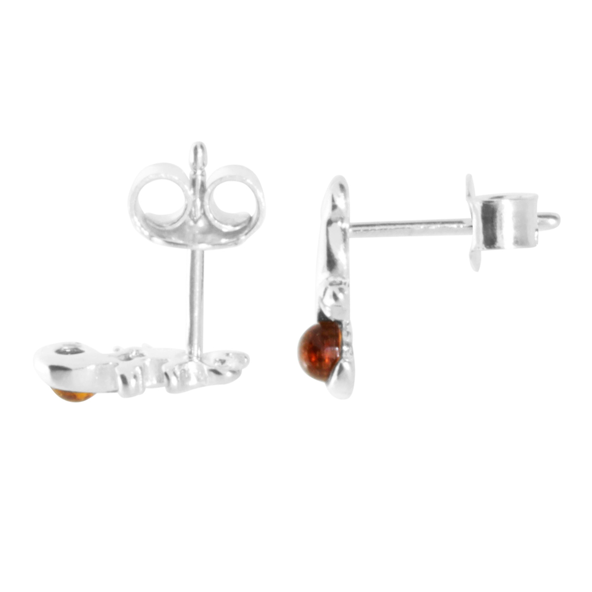 098-262667-01001 Ohrstecker Silber 925/000, Echse, Bernstein