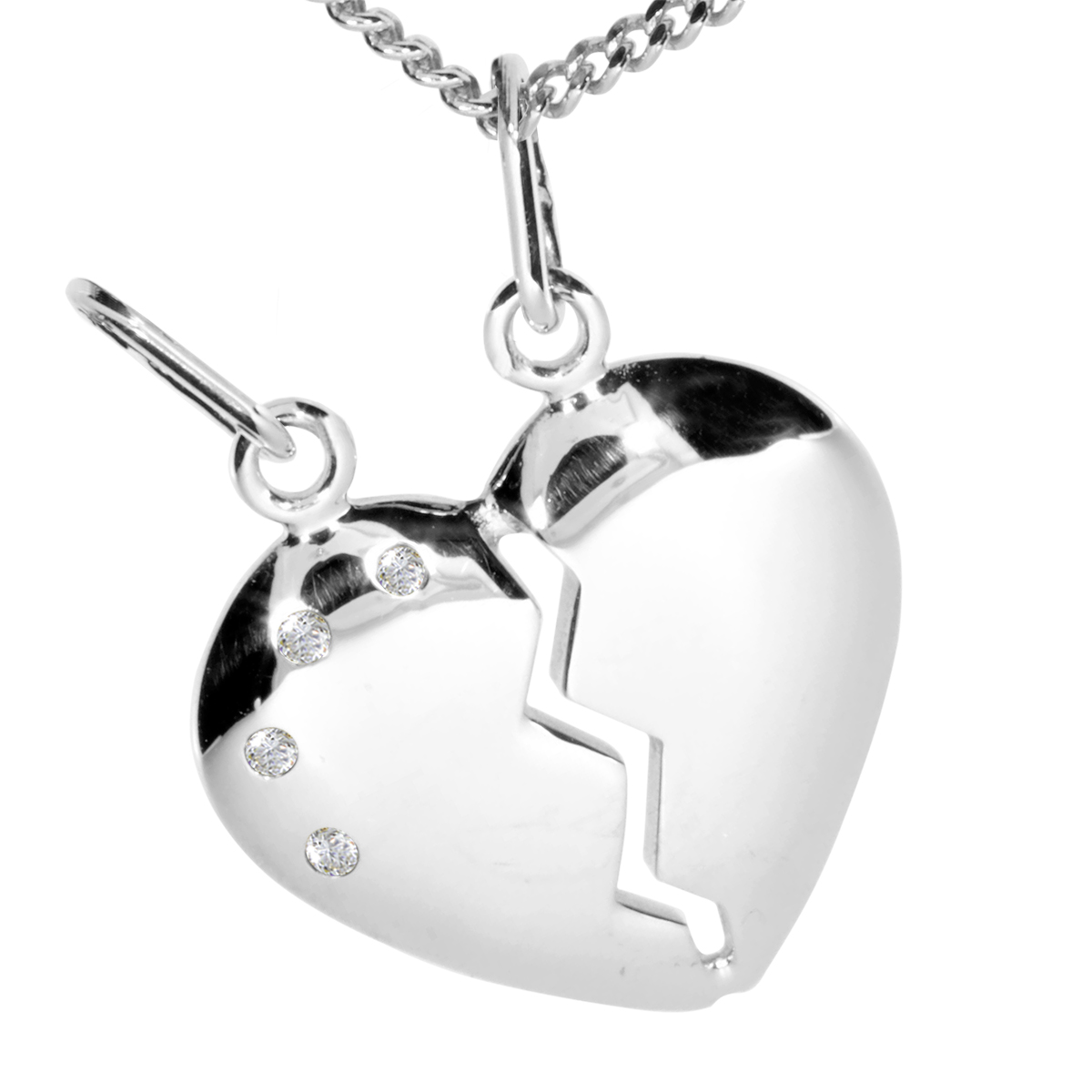 001-201368-1001 Kette mit Anhänger Silber 925/000, Herz, Zirkonia, 42 oder 45 cm