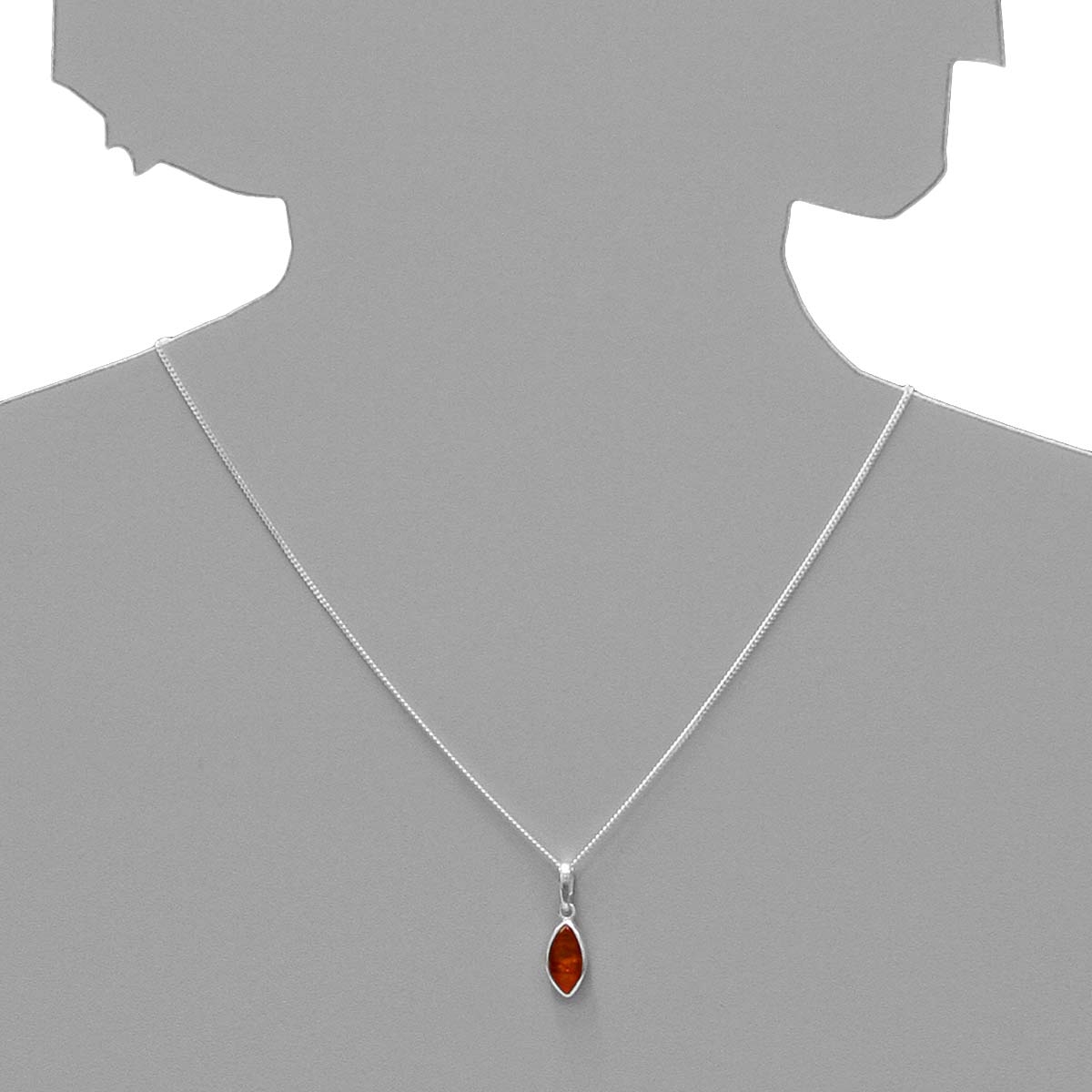 089-200010-A142s Kette mit Anhänger Silber 925/000, Bernstein, 42 cm