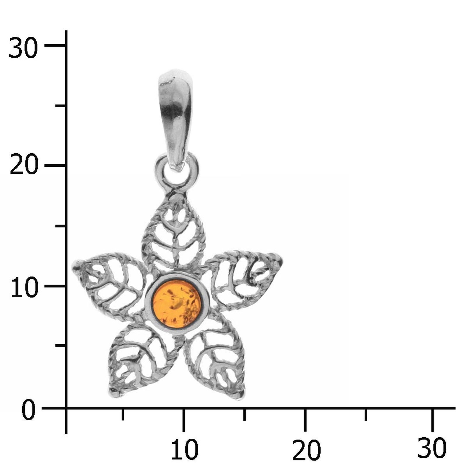 098-200380-0100k Anhänger Blüte, Silber 925/000, Bernstein