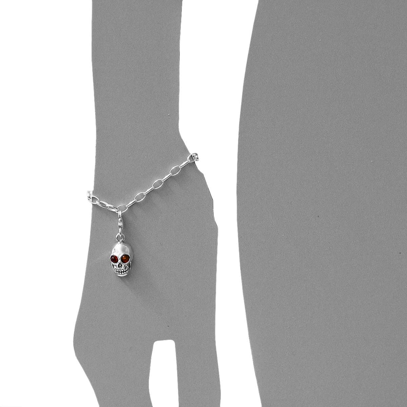 098-200490-0200s Charm Silber 925/000, Totenkopfmaske, Bernstein