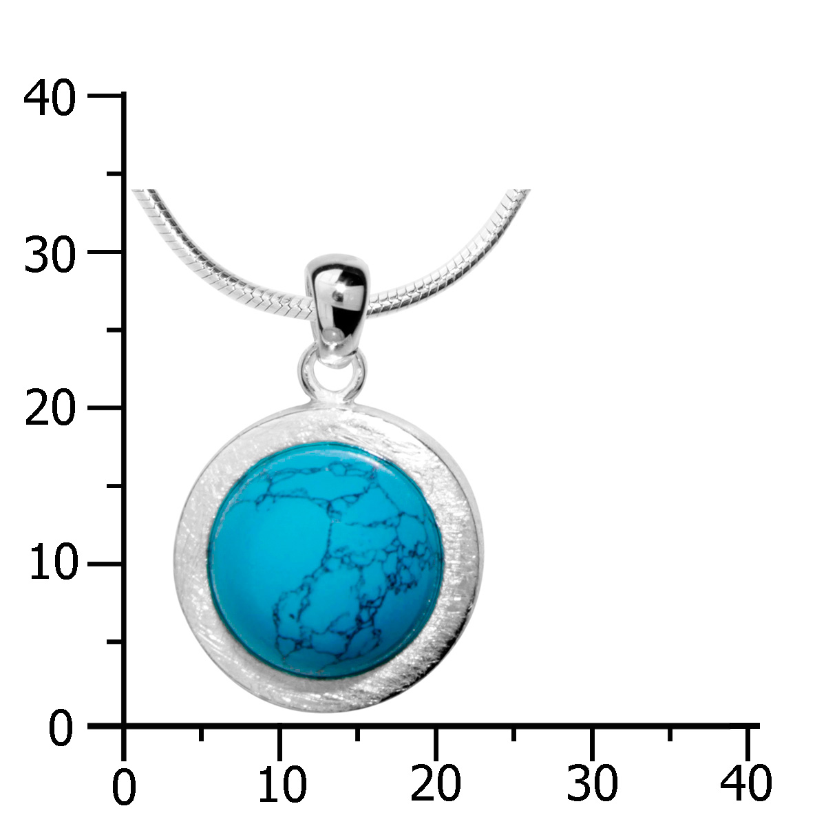 001-203093-A345k Kette mit Anhänger, Silber 925/000, 45 cm, rek. Türkis