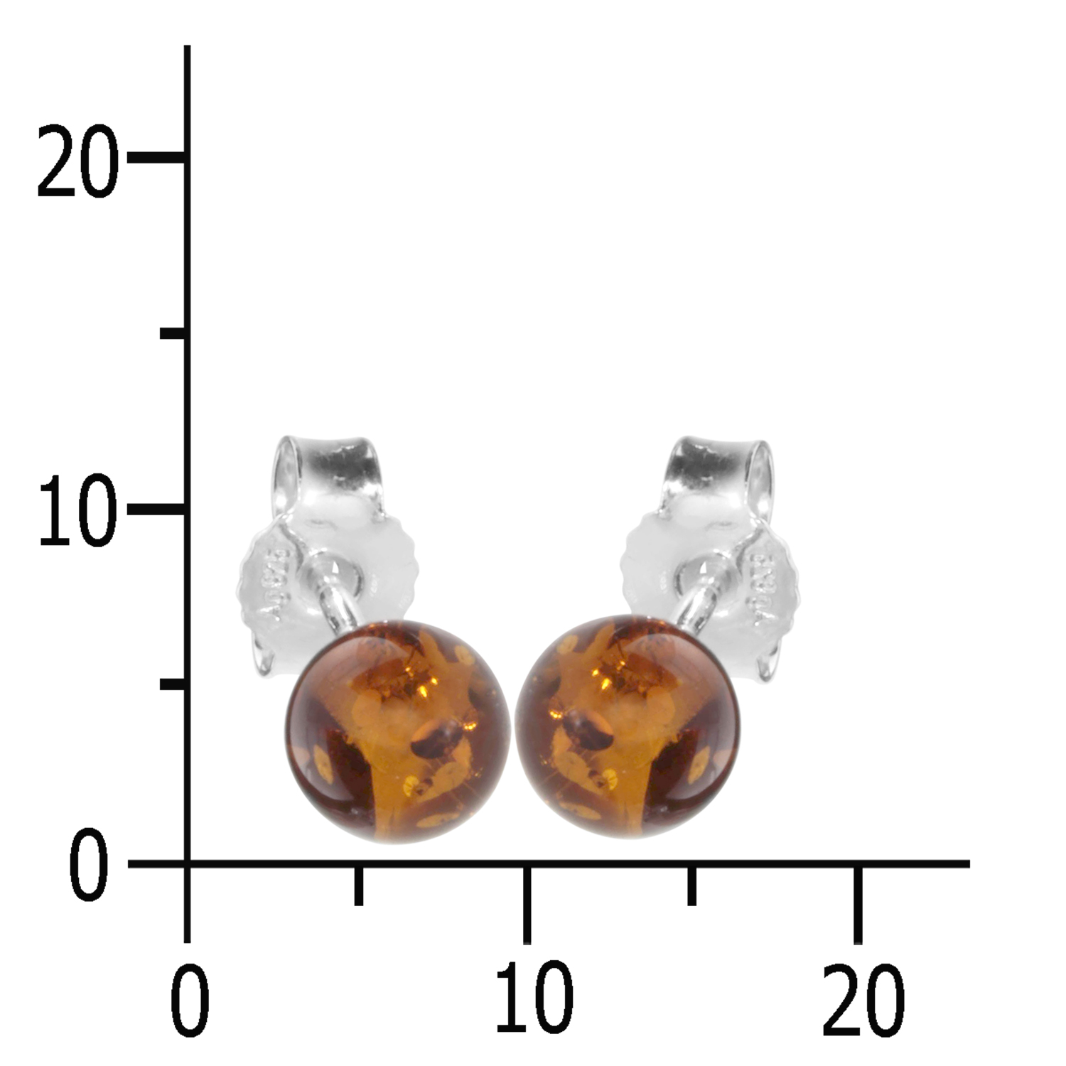 001-260174-0001k Ohrstecker Kugel 6 mm, Silber 925/000, Bernstein