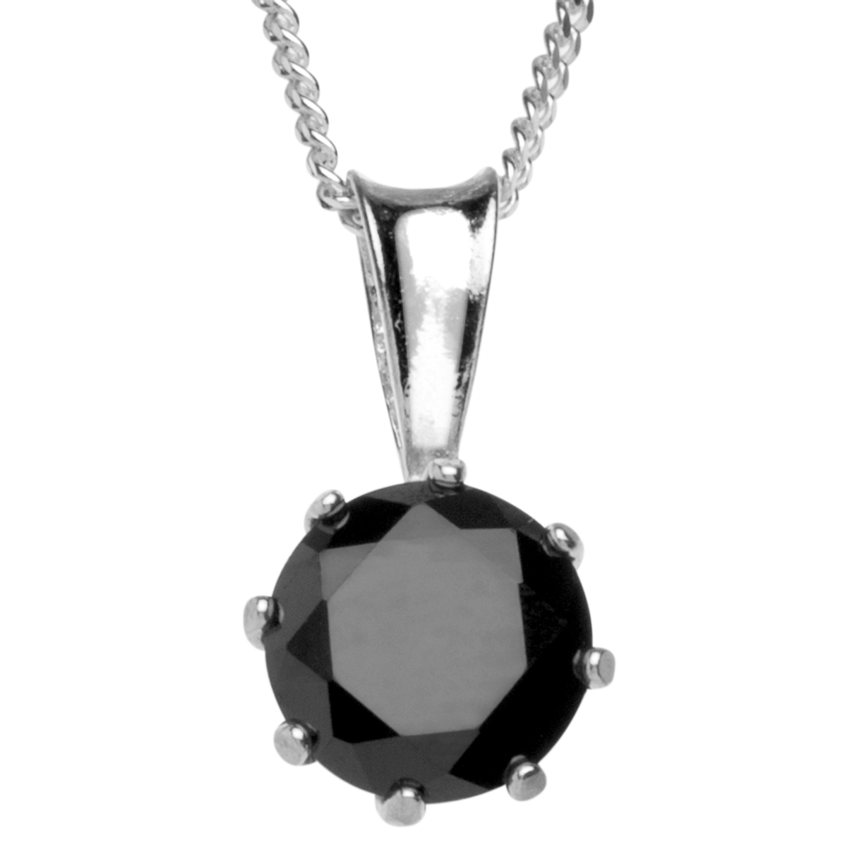 043-201637-A242 Kette mit Anhänger Silber 925/000, Zirkonia, schwarz, 42 cm