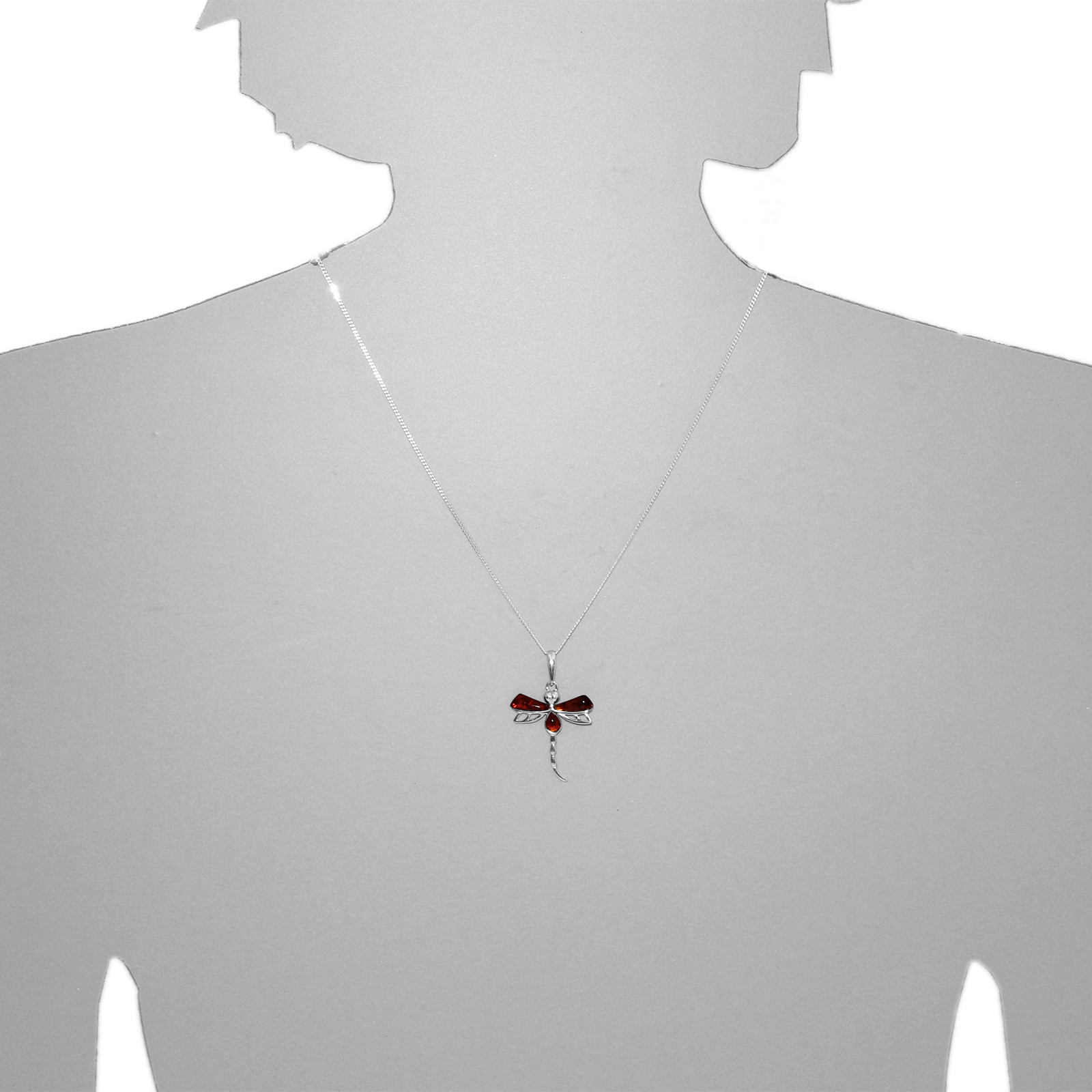 Kette mit Anhänger Silber 925/000, Bernstein -Länge wählbar- Kette mit Anhänger Silber 925/000, Bernstein -Länge wählbar-
