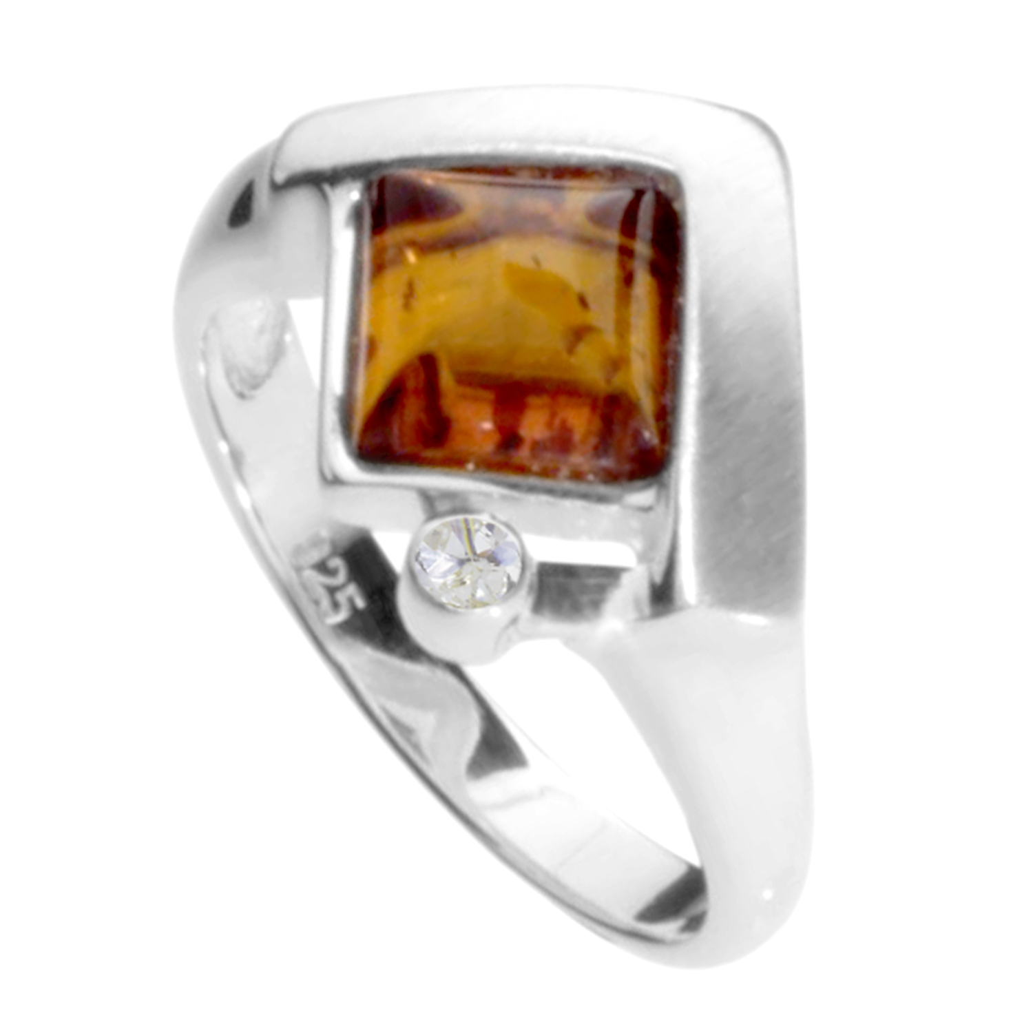 001-273137-0001pCx5NZAGNEnRb Ring Silber 925/000, Bernstein/Zirkonia -Größe wählbar-