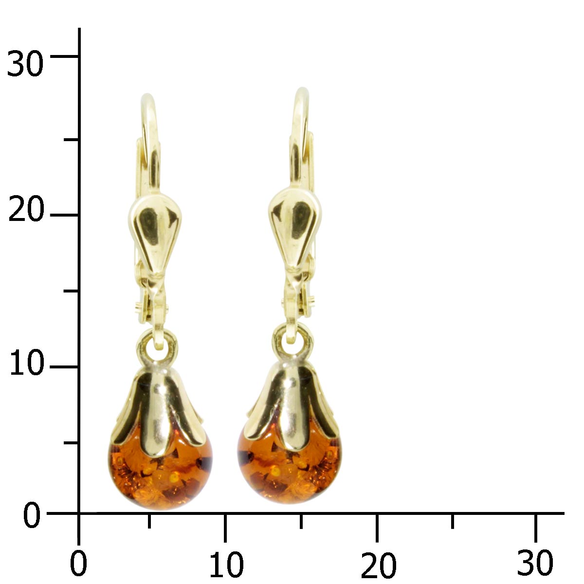 001-160424-0005k Ohrhänger Gold 333/000, Bernstein