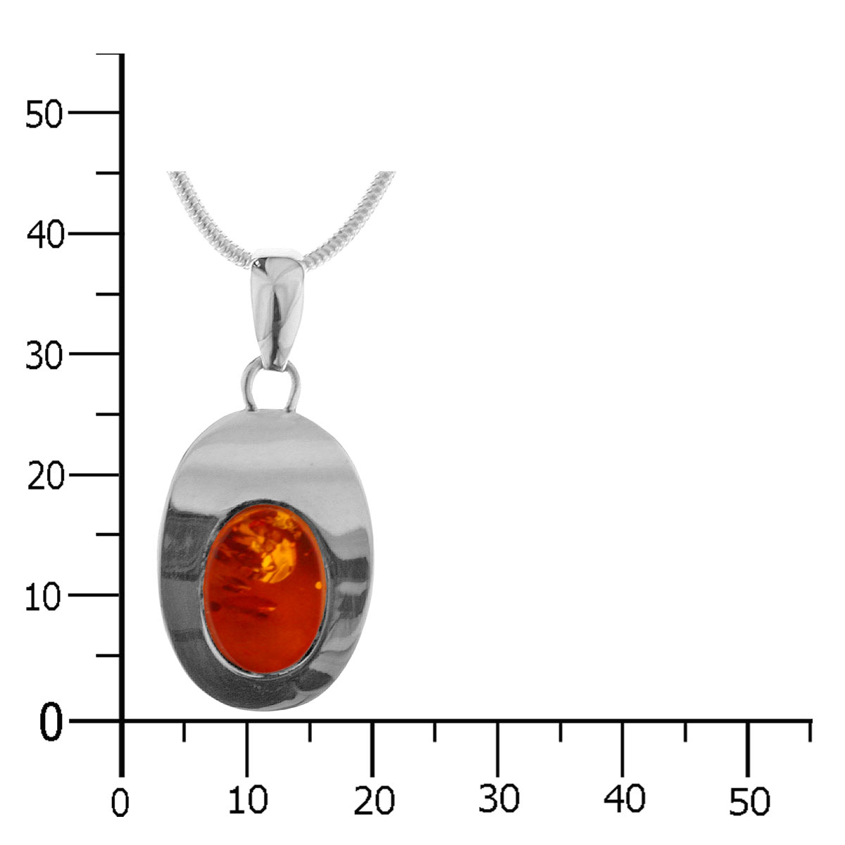 001-203442-A142k Kette mit Anhänger Silber 925/000, Bernstein, 42 cm