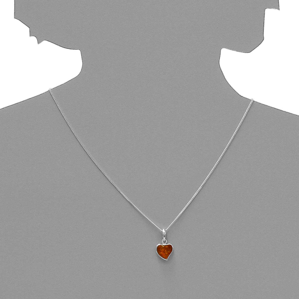 098-200220-A142s Kette mit Anhänger Silber 925/000, Bernstein -Länge wählbar-