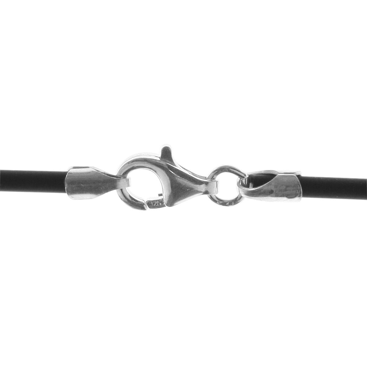 4250054293873-PT01 Kautschukband 2 mm, Karabiner Silber 925/000, - Länge wählbar -