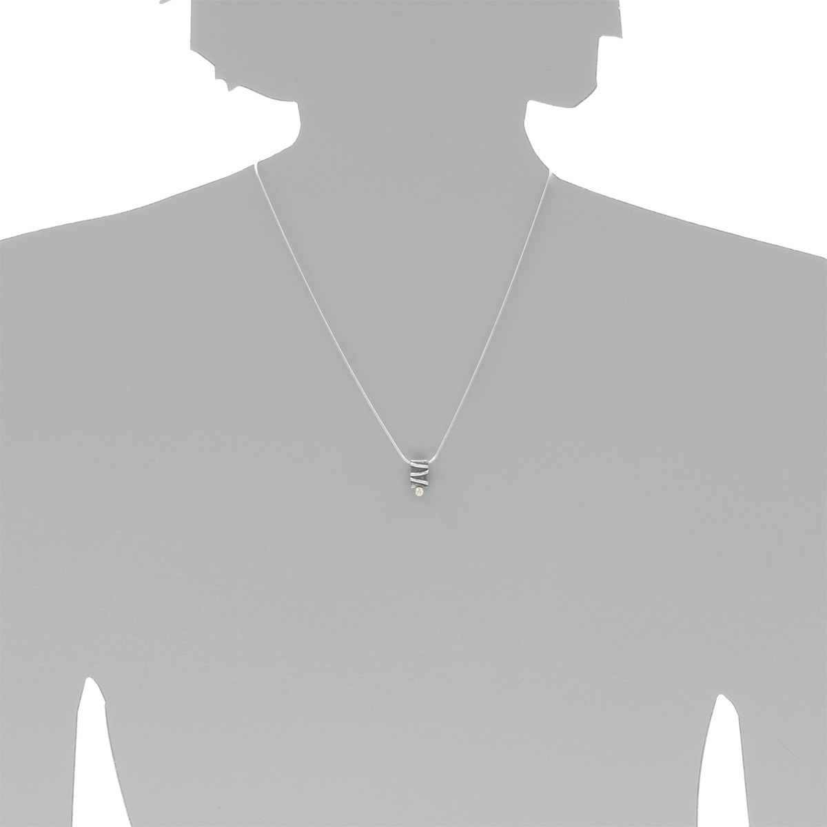 001-203291-A145s Kette mit Anhänger Silber 925/000, 45 cm, Zirkonia in 585/000 Fassung