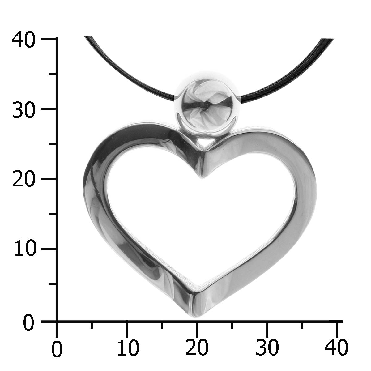 001-203566-1100k Nyloncollier 13/42 cm, Silber 925/000 Herz