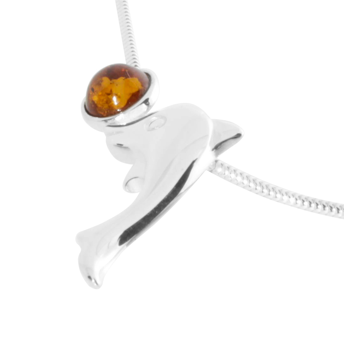 001-203243-A1451 Kette mit Anhänger Silber 925/000, 45 cm, Bernstein