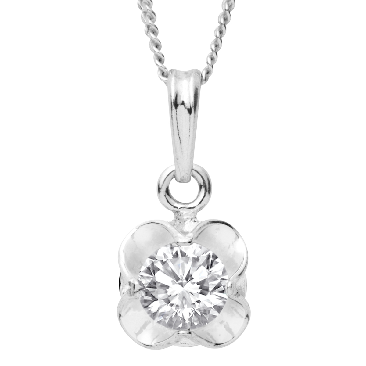 043-201662-A142 Kette mit Anhänger Silber 925/000, Zirkonia, weiß, 42 cm