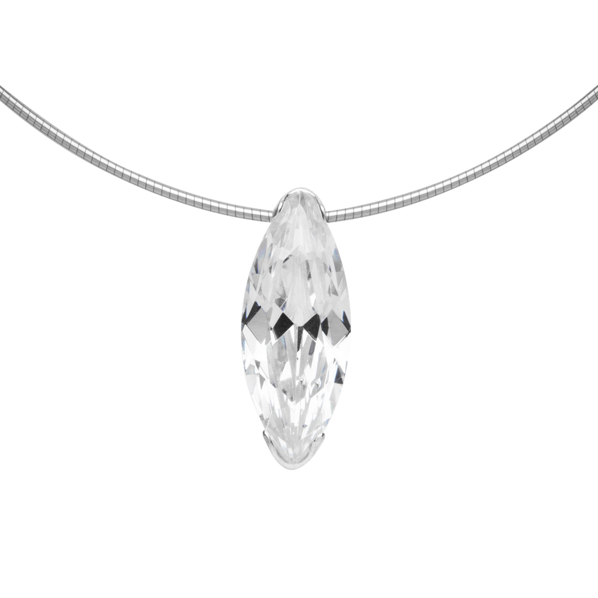 Reif mit Anhänger Silber 925/000, Zirkonia, weiß, 42 cm