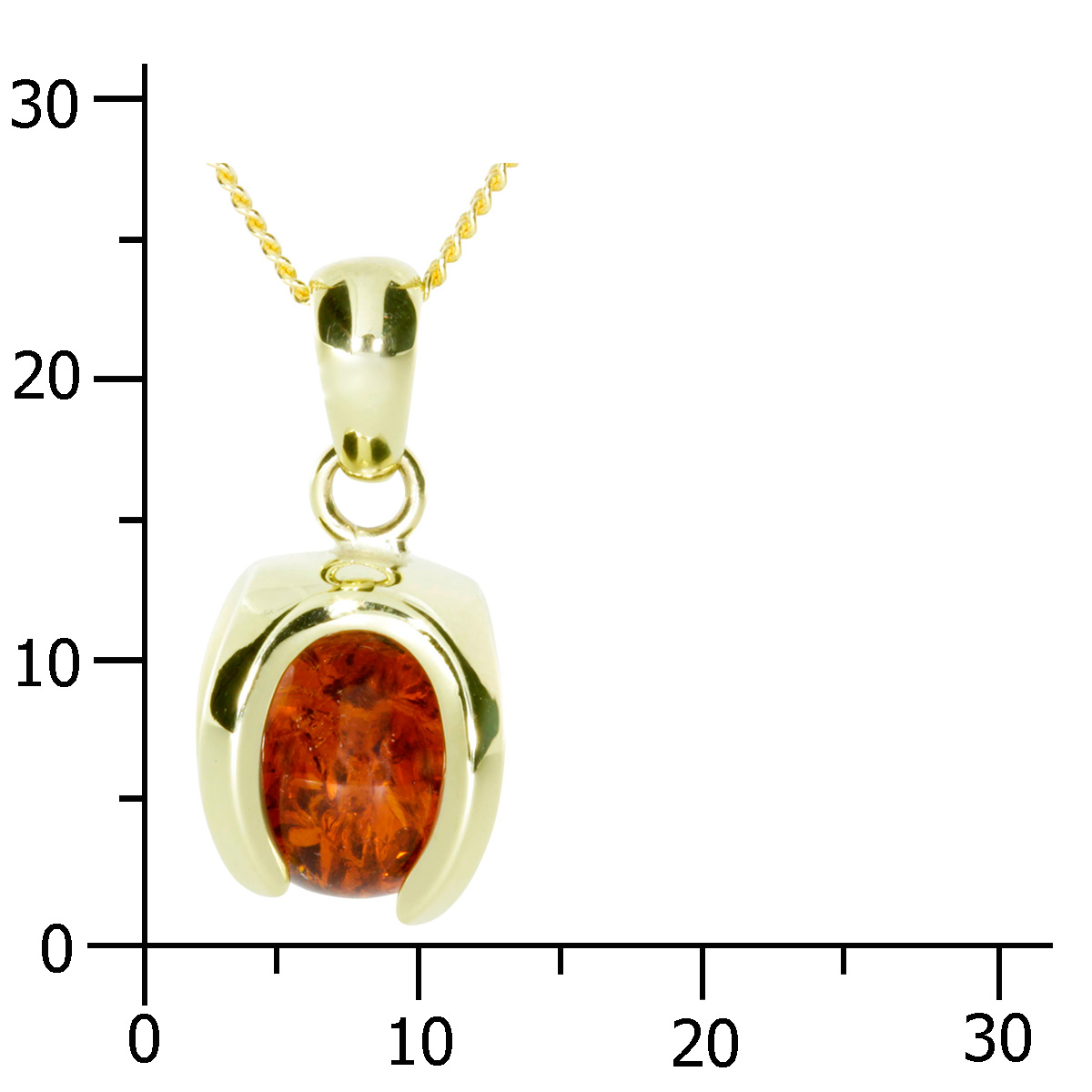 001-103636-A142k Kette mit Anhänger Gold 333/000, 42 cm, Bernstein