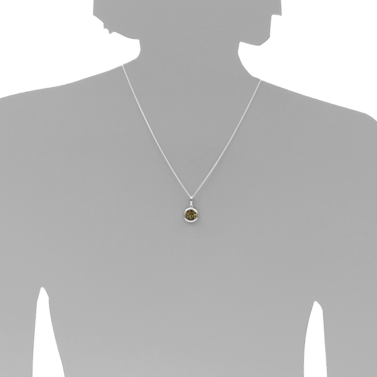 089-200063-A145s Kette mit Anhänger Silber 925/000, 45 cm, Bernstein grün