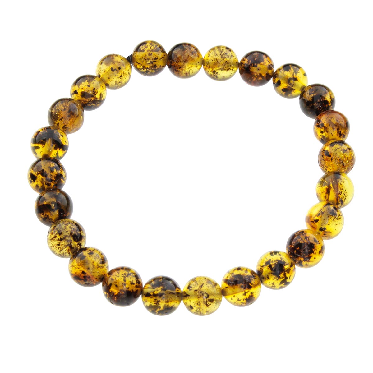 058-410010-0819 Bernsteinarmband, Kugel 8 mm, 19 cm, Gummizug