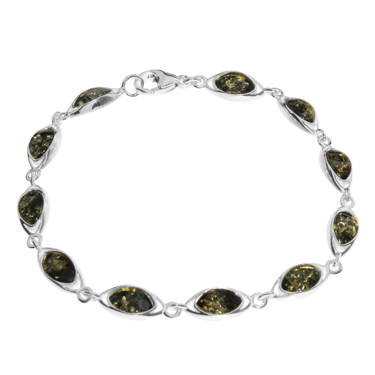 089-210184-0100 Armband, Silber 925/000,  Bernstein grün
