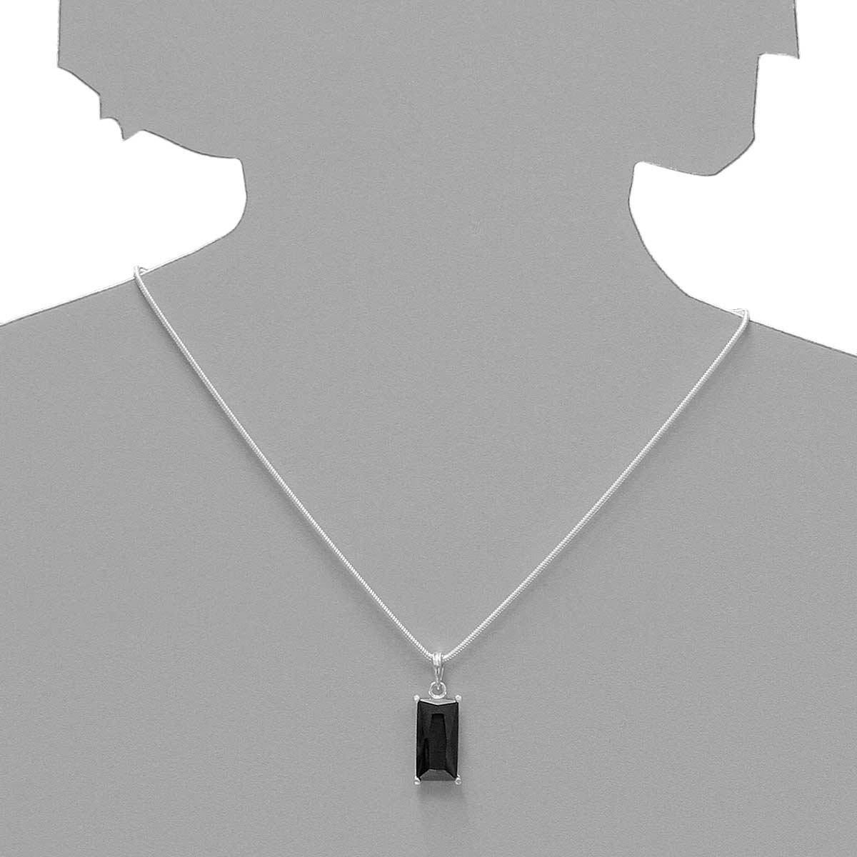043-201693-0200s Kette mit Anhänger Silber 925/000, Zirkonia, schwarz, 42 cm