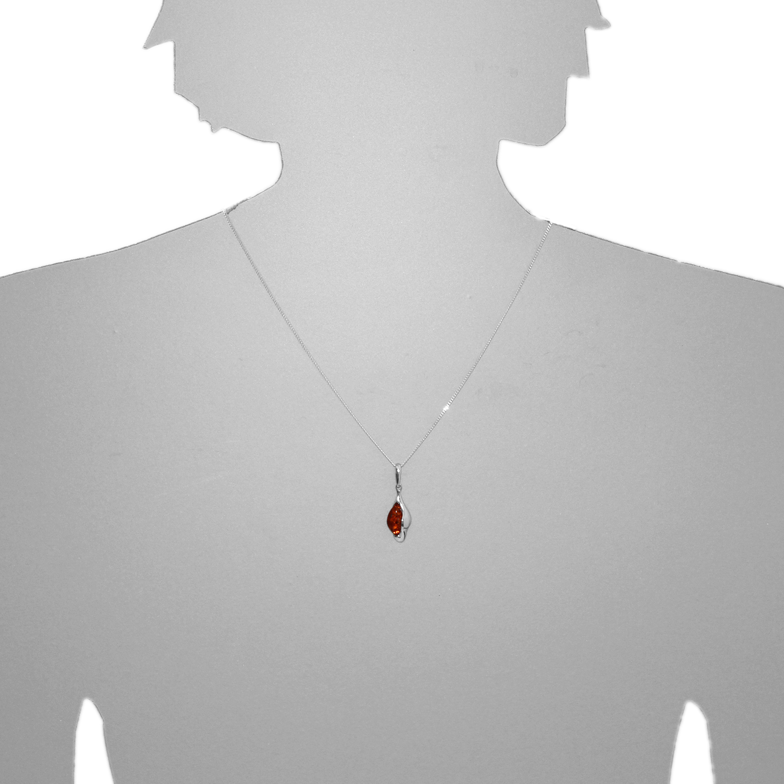 Kette mit Anhänger Silber 925/000, Bernstein -Länge wählbar-
