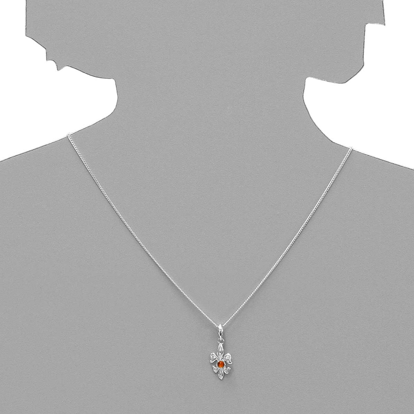 Anhänger Silber 925/000, Lilie, Bernstein