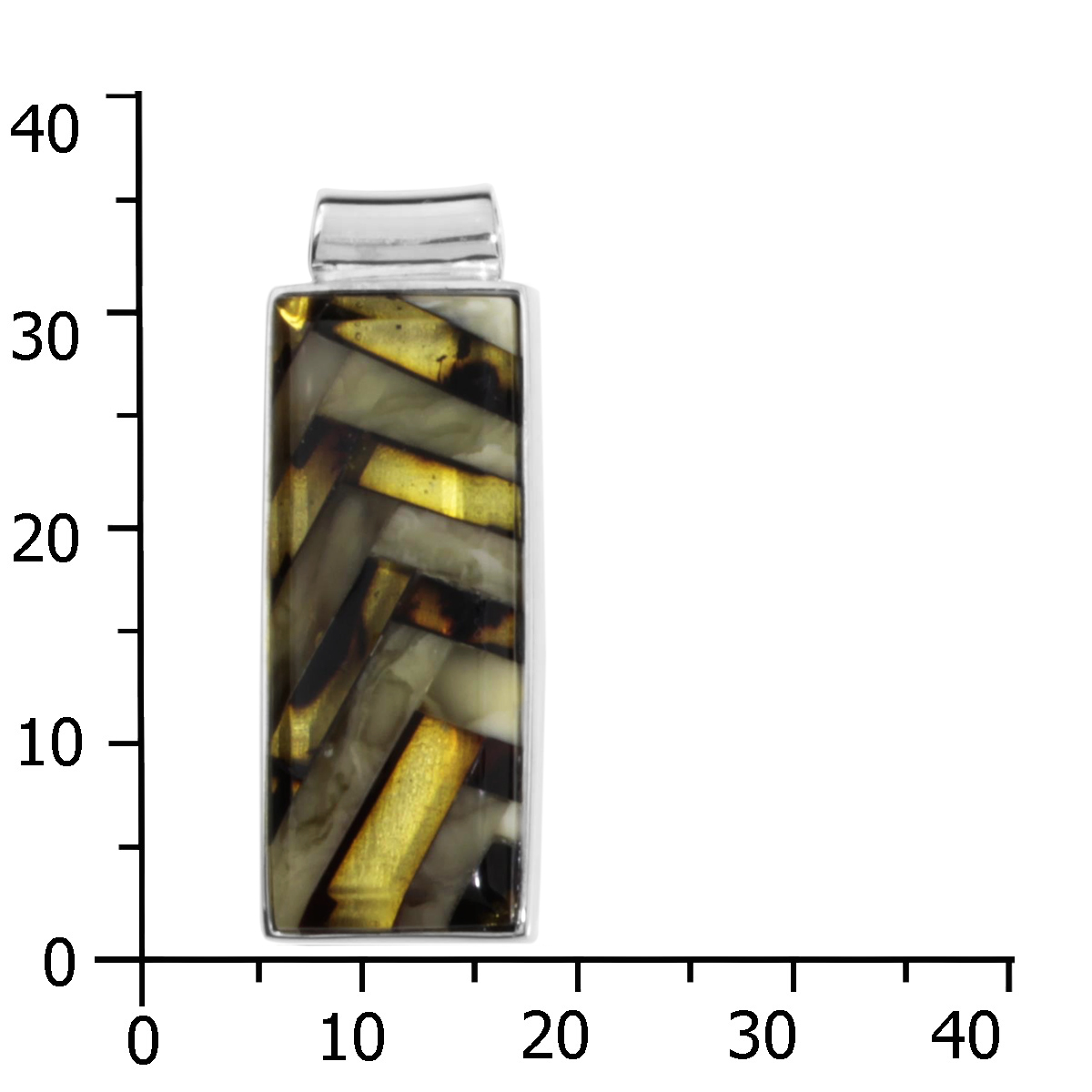 001-203672-0100K Anhänger Silber 925/000, Bernstein- Mosaik