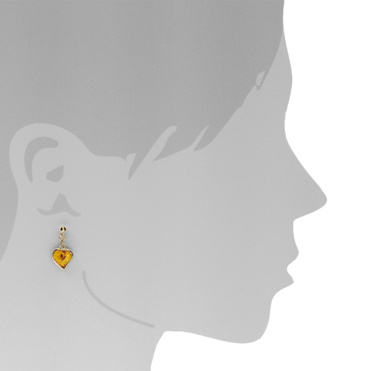 Ohrhänger Gold 333/000, Herz, Bernstein