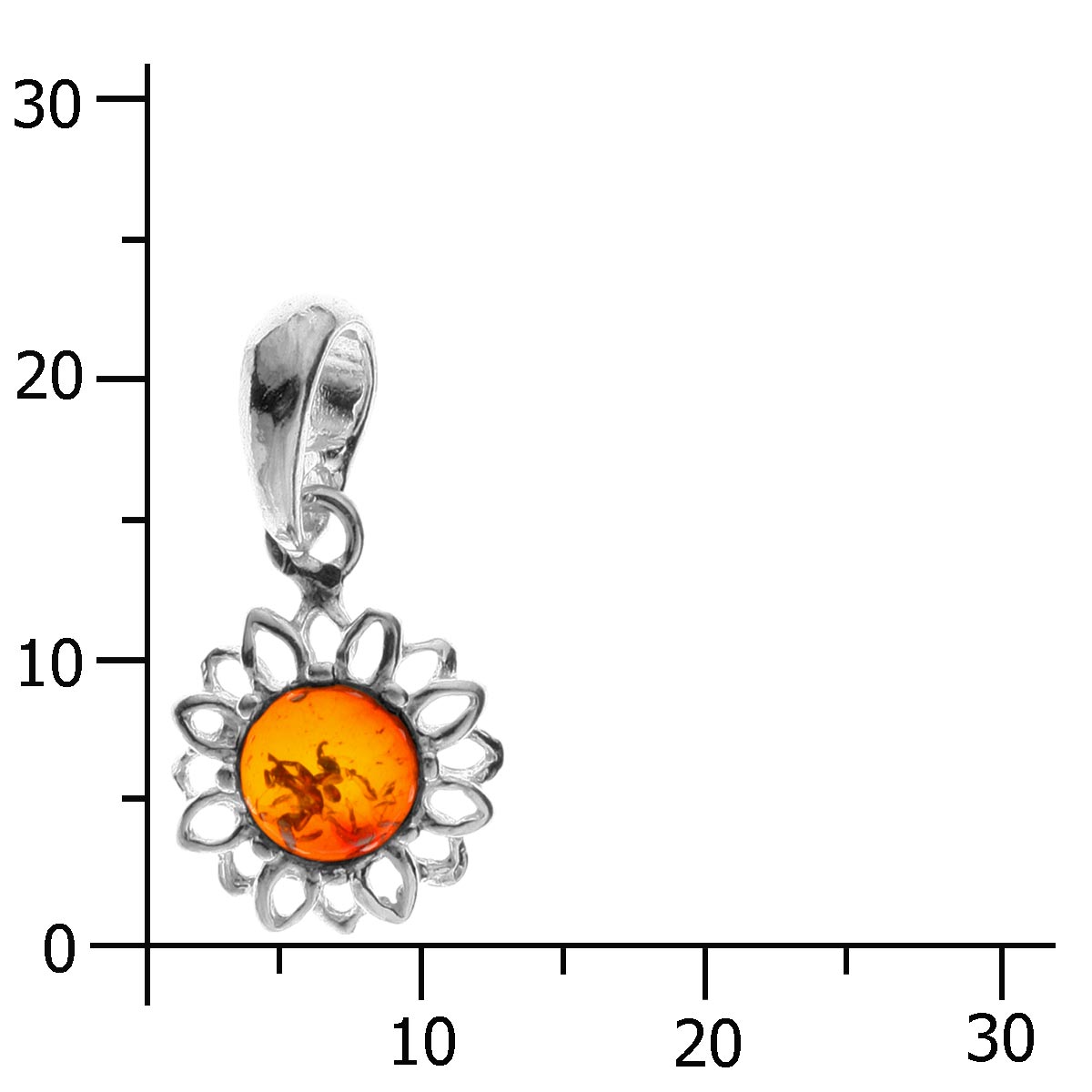 Anhänger Silber 925/000, Blüte, Bernstein