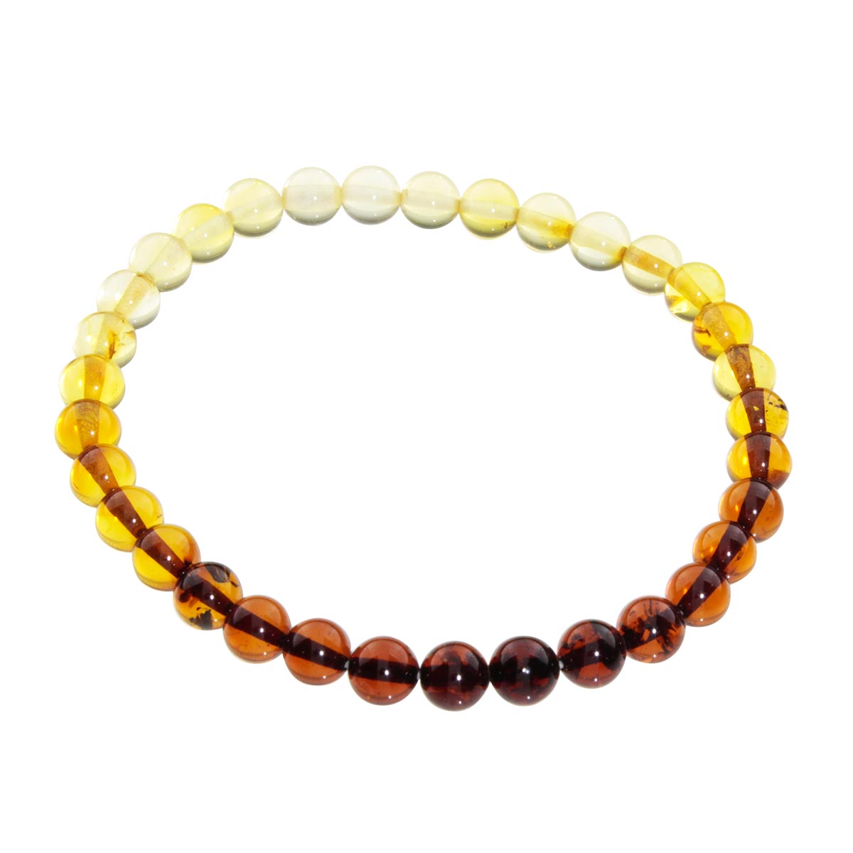 058-410016-0619 Bernsteinarmband, Kugel 6 mm, 19 cm, Gummizug
