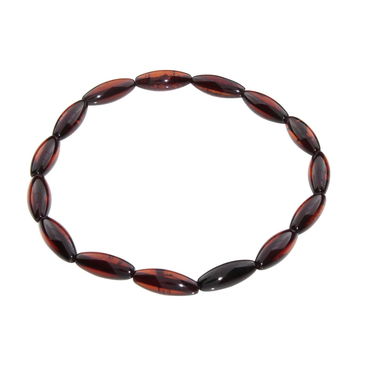 058-410075-0513 Bernsteinarmband, Spitzolive, 19 cm, Gummizug