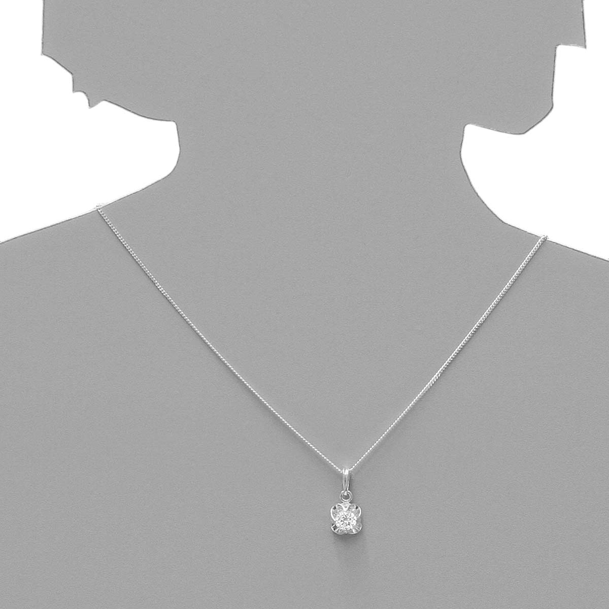 043-201662-0100s Kette mit Anhänger Silber 925/000, Zirkonia, weiß, 42 cm