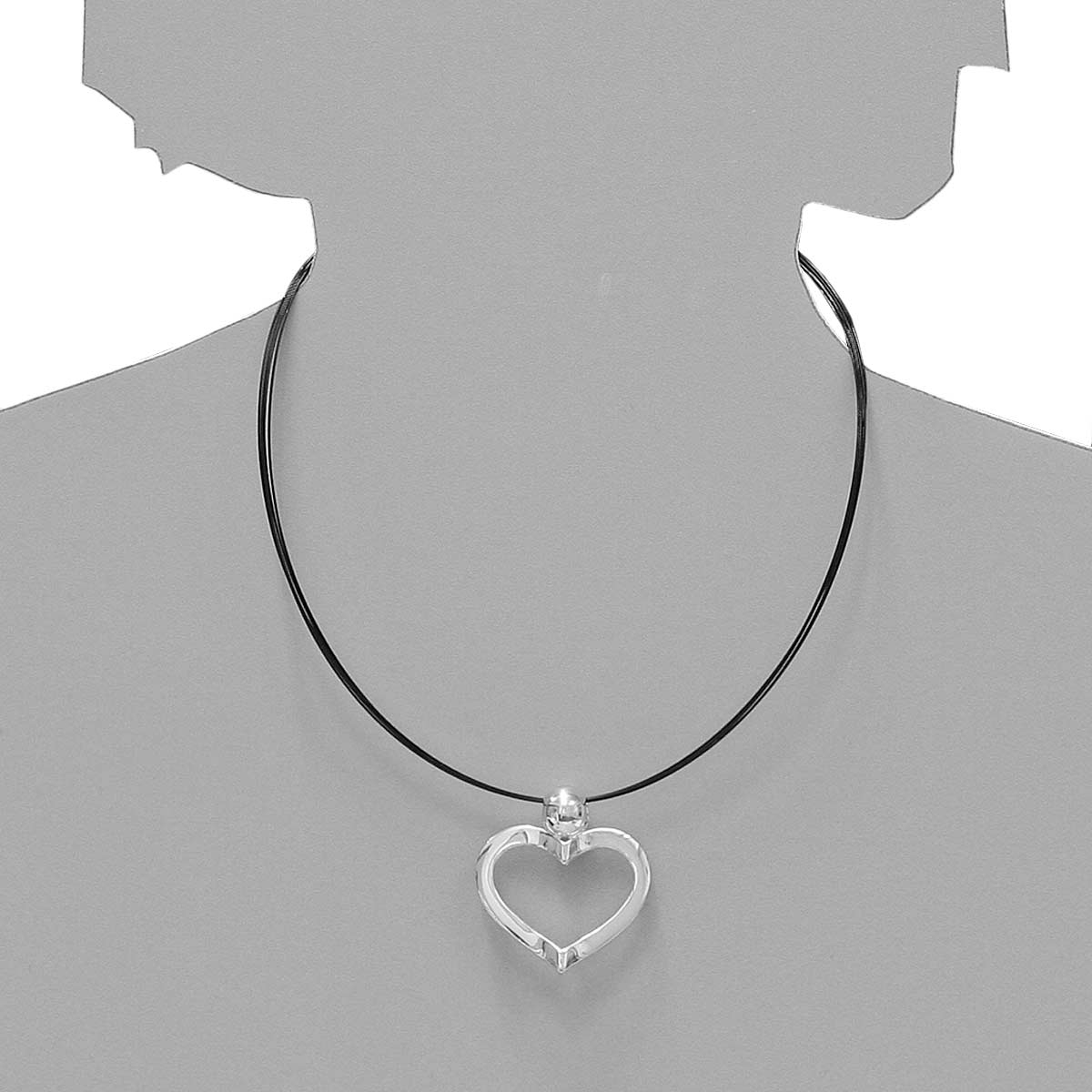 001-203566-1100s Nyloncollier 13/42 cm, Silber 925/000 Herz