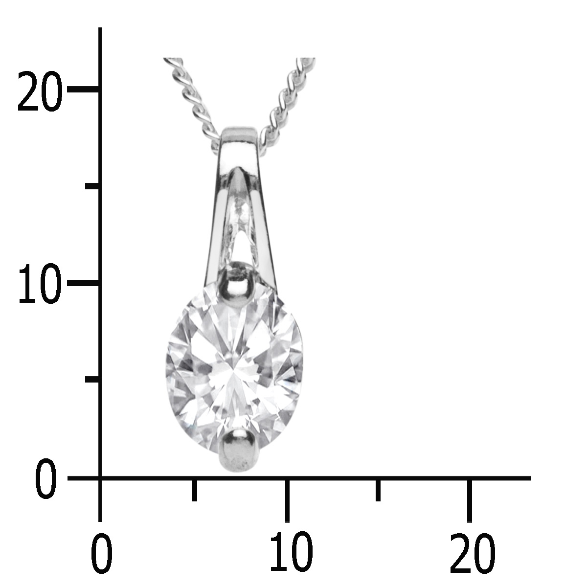 043-201712-A142k Kette mit Anhänger Silber 925/000, Zirkonia, weiß, 42 cm
