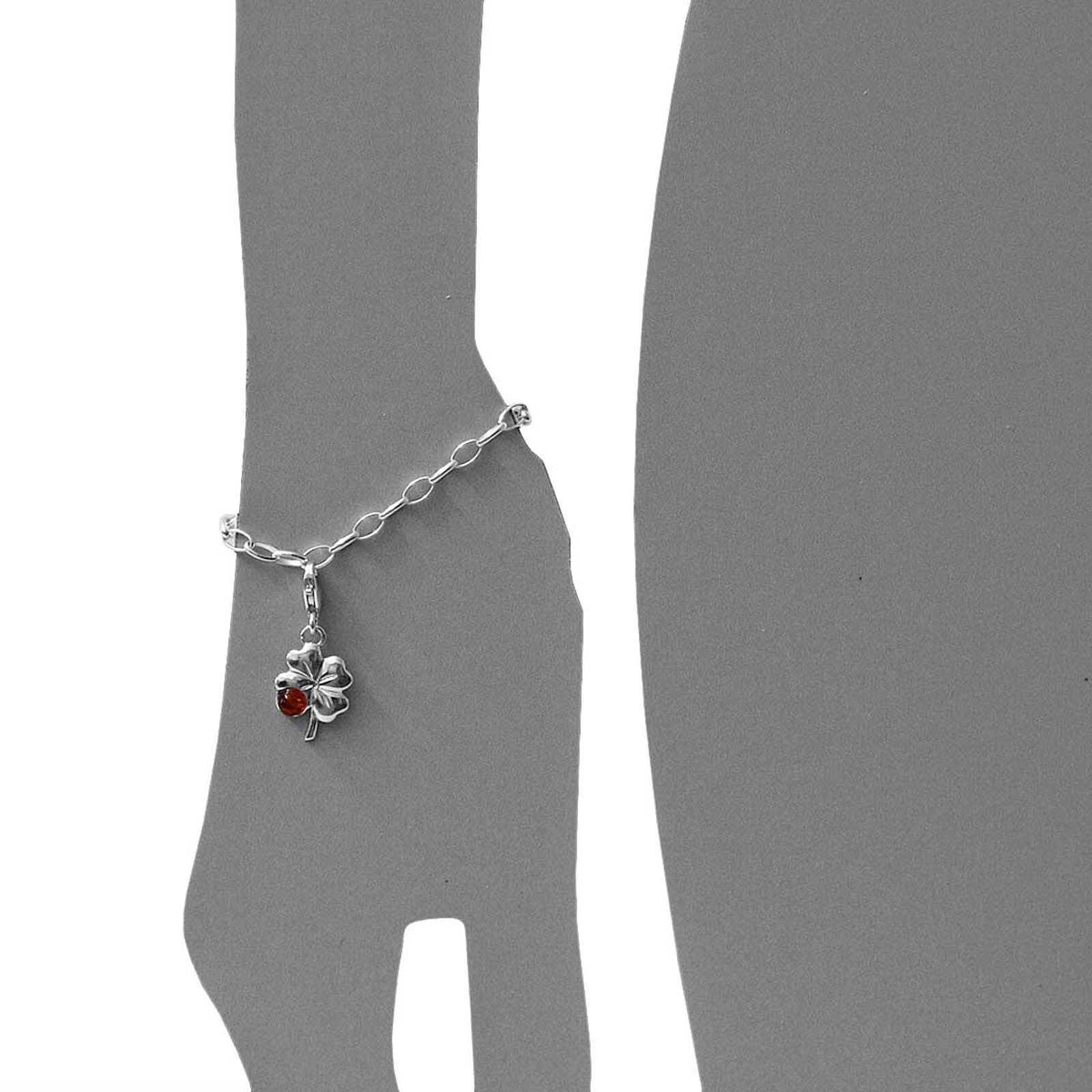 098-200510-0200s Charm Silber 925/000, Kleeblatt, Bernstein