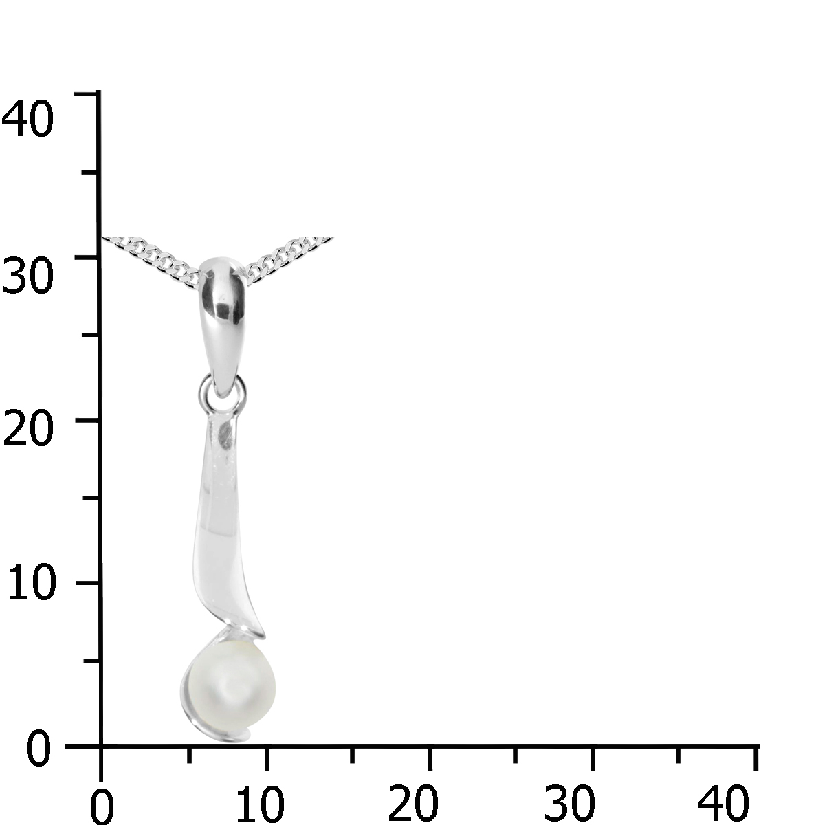 001-201380-A345k574ff23e72946 Kette mit Anhänger Silber 925/000, 45 cm, Zuchtperle