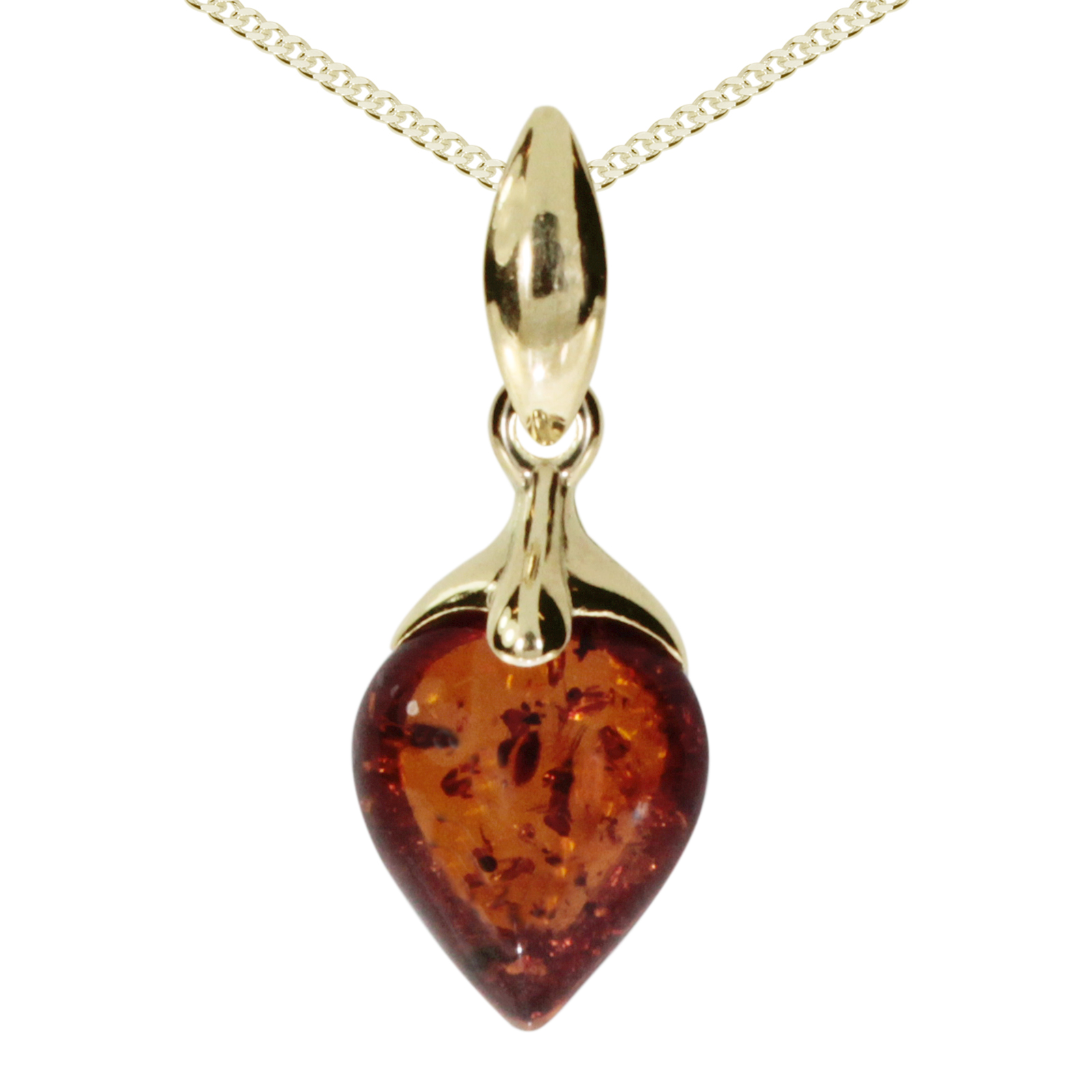 Kette mit Anhänger Gold 375/000,  42 oder 45 cm, Bernstein Kette mit Anhänger Gold 375/000,  42 oder 45 cm, Bernstein