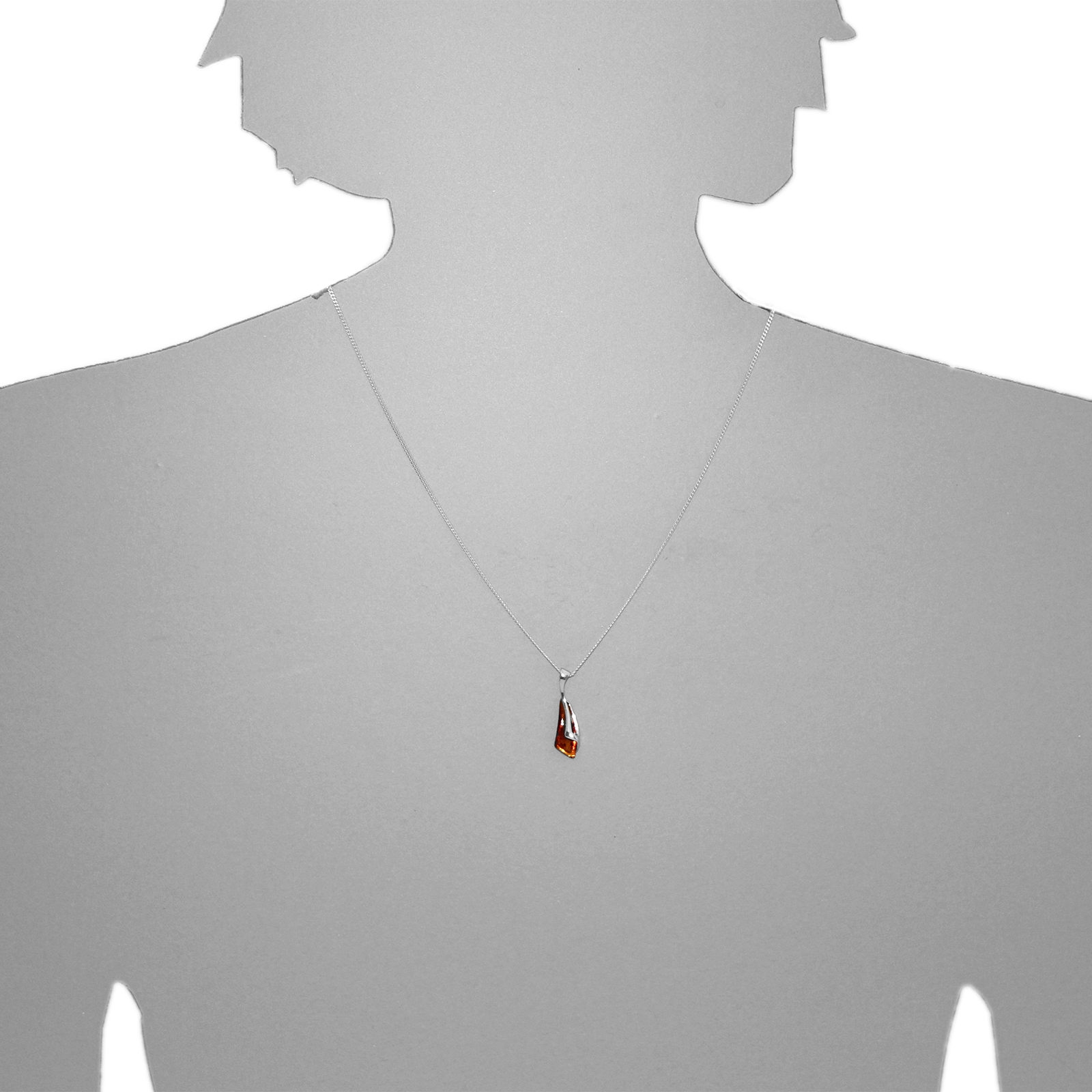 Kette mit Anhänger Silber 925/000, Bernstein -Länge wählbar-