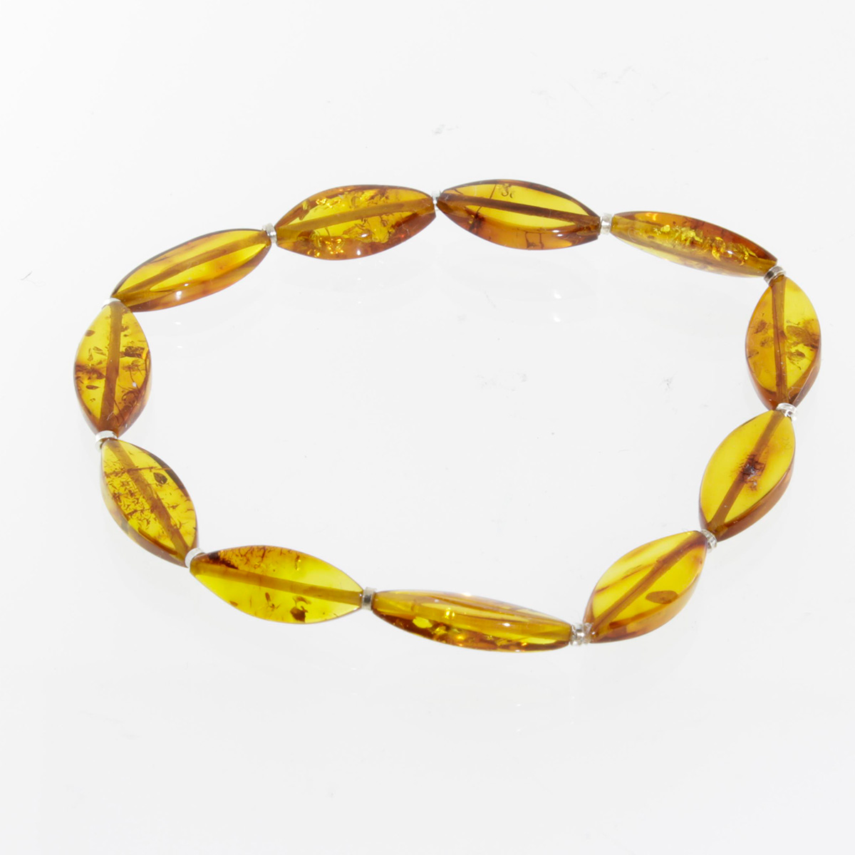 051-410010-0320 Bernsteinarmband, 19 cm, Gummizug, navetteform