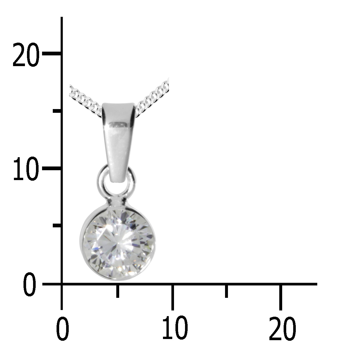 001-203645-A137k Kinderkette mit Anhänger, Silber 925/000, 36 oder 38 cm, Zirkonia