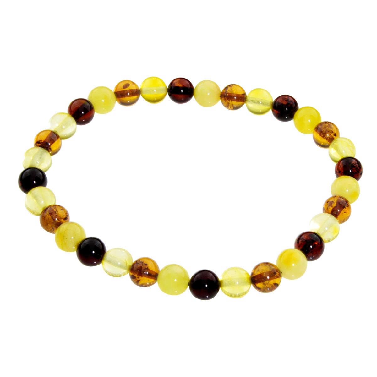 058-410013-0619 Bernsteinarmband, Kugel 6 mm, 19 cm, Gummizug